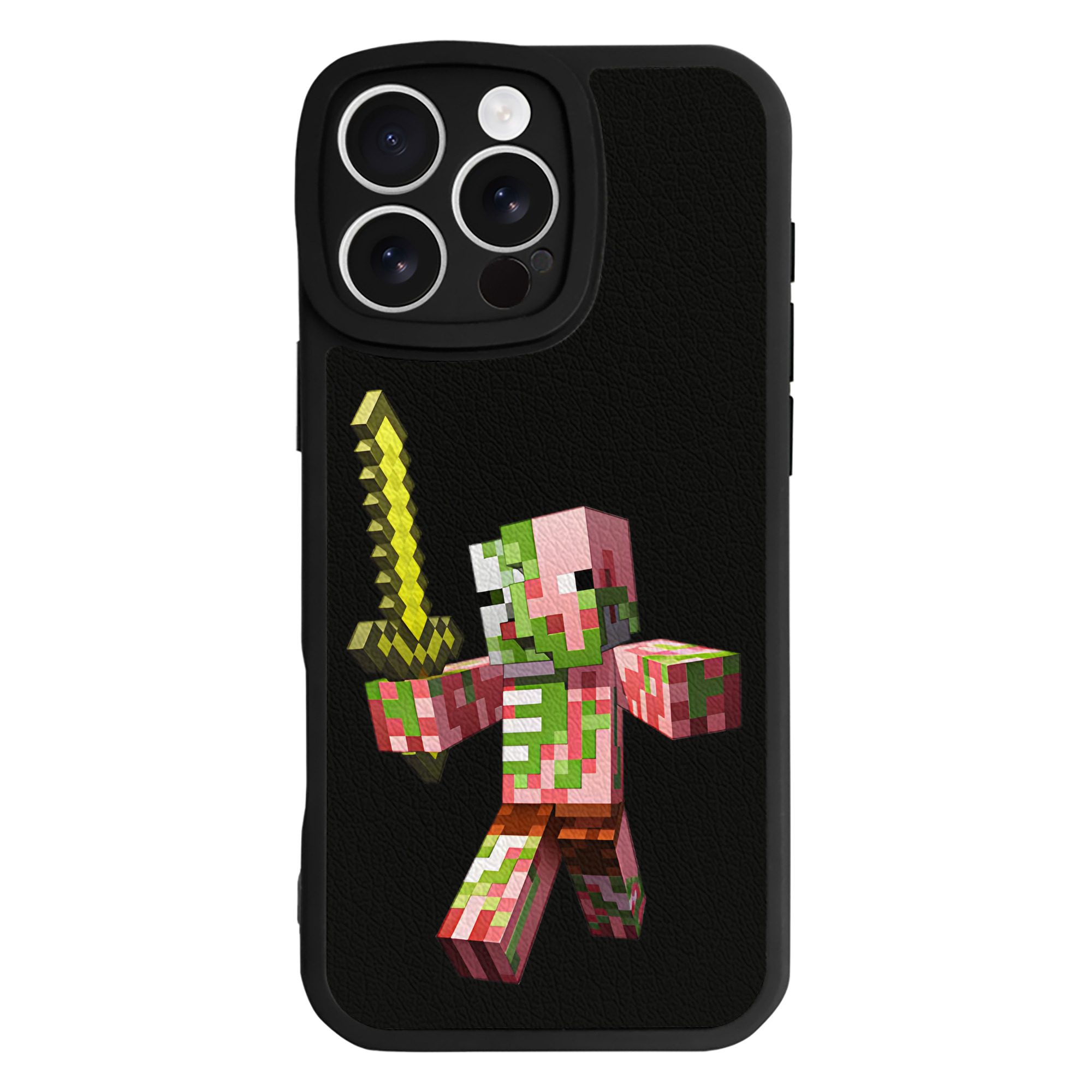 （画像用） マインクラフト ブロックの世界 Minecraft MC Block world 【iPhone 16シリーズ対応】シリコンスマホケース（レザー調） 材質：シリコン